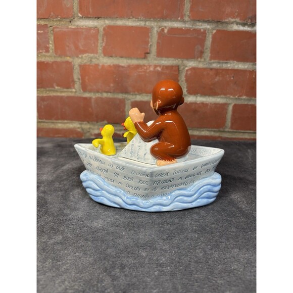 Vintage 90s 1997 Curious George Ceramic Windup Musical Figurine Music Box - Picture 3 of 8